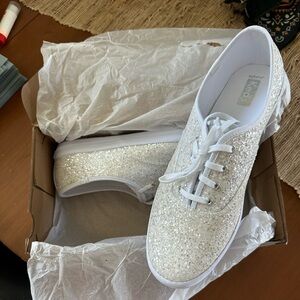 NIB Keds Champion Glitter Celebration Lace Up in White 9.5W